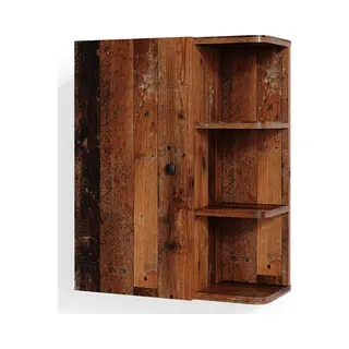 Vicco Bathroom Cabinet Fynn, Rustic Oak, 47.2 X 59.2 Cm, For Wall Mounting With Open Storage Shelves