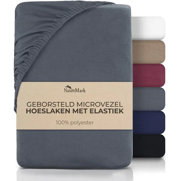 NatureMark Mikrofaser Spannbettlaken – Weich, Atmungsaktiv Und Pflegeleicht – Hautfreundlich – 180x200 Cm, Anthrazit Grau thumbnail