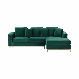 Beliani Ecksofa 4-sitzer Oslo Samtstoff Dunkelgrün Linksseitig