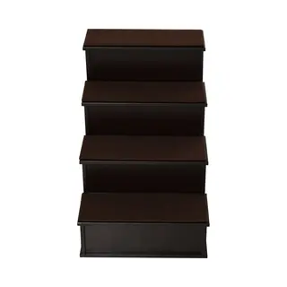 PawHut Haustiertreppe 4-stufige Hundetreppe Katzentreppe Mit Rutschfester Matte (Tiertreppe, 1-St., Haustierleiter), Dunkelbraun 40 X 59 X 54, 2 Cm
