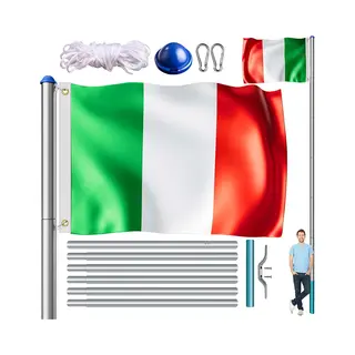 monzana® Aluminium Vlaggenmast 650cm Incl Italië Vlag