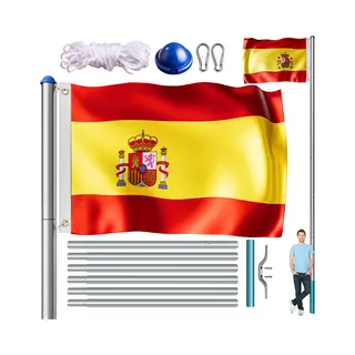 monzana® Aluminium Flagpole 650cm Incl Spain Flag