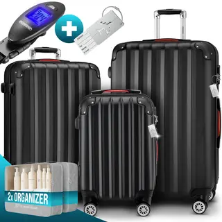 monzana® Reiskoffers Baseline 3-delige Zwart Abs Accessoires