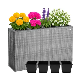 Casaria® Hoge Plantenbak Grijs Kunststof 95x27x60cm