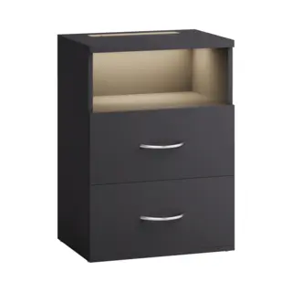 Casaria Nachttisch Jamie (1-St), Mit Touch Led Beleuchtung 40x28x55cm Dimmbar Holz 2 Schubladen Bett
