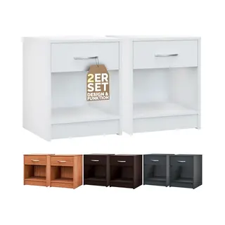 Casaria® Nachttisch Hamburg 2er-Set Weiß 50x40x35cm