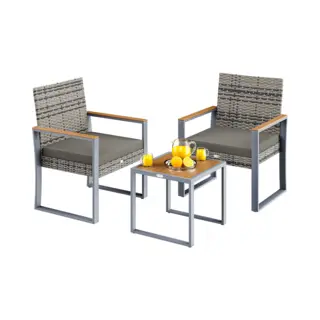 Casaria Balkonset, 2 Stühle Tisch Auflagen Akazien Holz 160kg Belastbarkeit Wetterfest