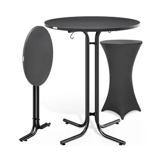 Casaria® Round Bar Table With Slip Cover | 110 High | 80cm Diameter | Foldable & Easy To Transport | Powder Coated Metal | Stable Bistro Bar Party |