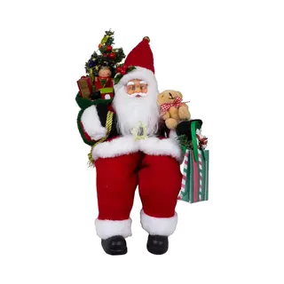 Kerstman Pop Luuk - H30 Cm - Rood - Zittend - Kerstman Beeld - Decoratie Figuur