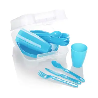 Com-Four® 31-teiliges Picknick-Set, Picknickkorb Und Mehrweggeschirr Für 6 Personen, Idealer Picknickkoffer Für Camping, Wohnmobil, Strand Und
