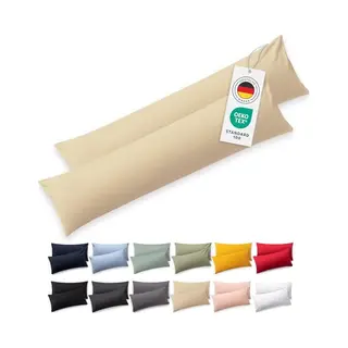 Blumtal Seitenschläferkissen Bezug 40 X 145 (2er Set Kissenbezüge) - Beige - 100% Baumwolle, Oeko-Tex Zertifiziert, Kissenbezug Für
