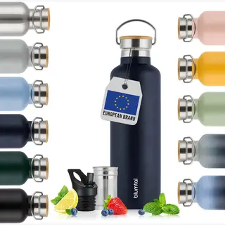 Blumtal Thermosfles 500 Ml - Dubbelwandige Thermosfles - Drinkfles - Bpa Vrij - Theefles - Thermos - Donkerblauw