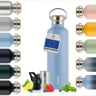 Blumtal Thermosfles 750 Ml - Dubbelwandige Thermosfles - Drinkfles - Bpa Vrij - Theefles - Thermos - Grijsblauw