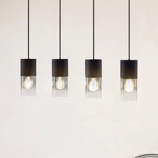 Lindby - Hanglamp - 4lichts - Glas, Aluminium - H, 24 Cm - E27 - Rookgrijs, Zwart
