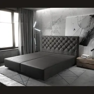 Delife Bettgestell Dream-Great, Lederimitat Anthrazit 180x200 Cm