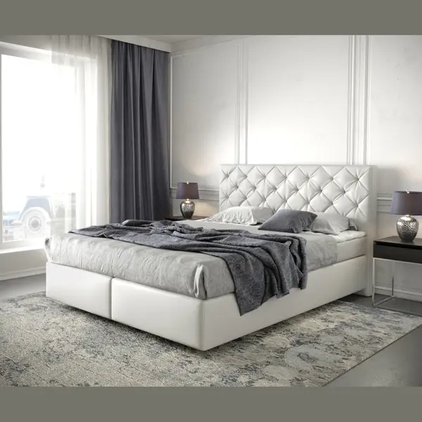 Delife Boxspringbett Dream-Great 160x200 Cm Kunstleder Weiß Mit Matratze Und Topper thumbnail