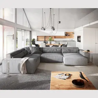 Delife Wohnlandschaft Sirpio Xl 360x260 Cm Mikrofaser Grau Recamiere Variabel