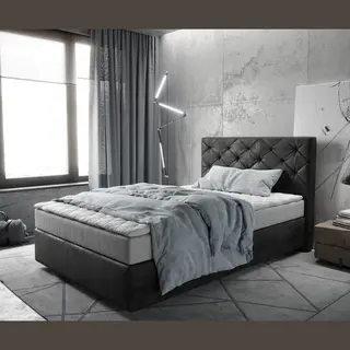 Delife Boxspringbed Dream-Great Microvezel Antraciet Vintage 140x200 Met Matras En Topper