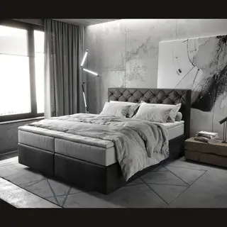 Delife Boxspringbed Dream-Great Microvezel Antraciet Vintage 160x200 Cm Tfk Matras En Topper