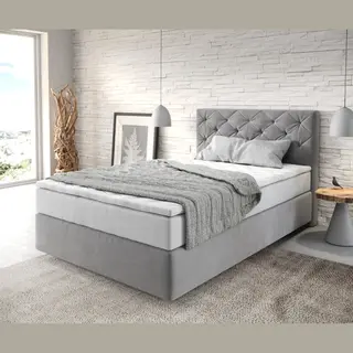 Delife Boxspringbed Dream-Great Microvezel Grijs 120x200 Cm Met Tfk Matras En Visco Topper