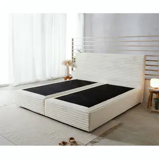 Delife Boxspringgestell Dream-Well Plüsch-Cord Beige 200x200 Cm