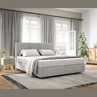 Delife Boxspringbed Dream-Well Cord Zilvergrijs 180x200 Cm Met Tfk Matras En Topper