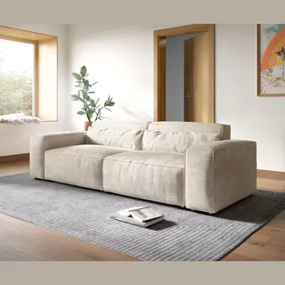 Delife Big-Sofa Sirpio Xl 270x130 Cm Cord Beige