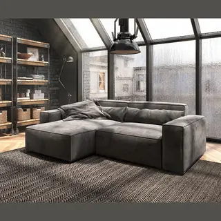 Delife Ecksofa Sirpio 230x155 Cm Mikrofaser Khakibraun Recamiere Variabel