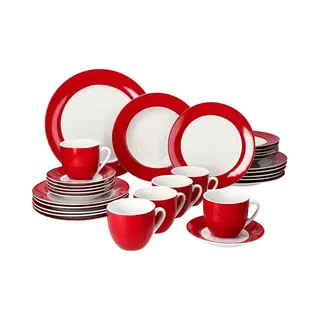 MamboCat Kombiservice 30tlg Kombiservice Variant Rot Porzellan 6 Personen, Porzellan