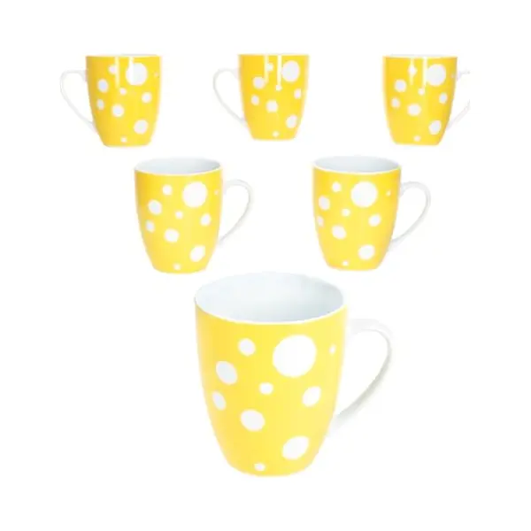 MamboCat Pula Gelb 6er Set Kaffeebecher I 300 Ml I Porzellan-Becher Mit Henkel & Punkten Für 6 Personen I Tassen Für Heißgetränke Wie Tee, Kakao & thumbnail