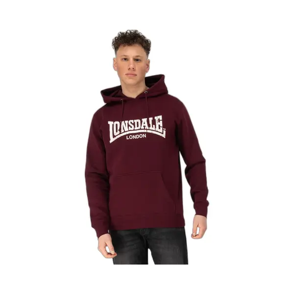 Lonsdale Herren Kapuzensweatshirt Normale Passform Wolterton, Oxblood/Ecru, 3XL thumbnail