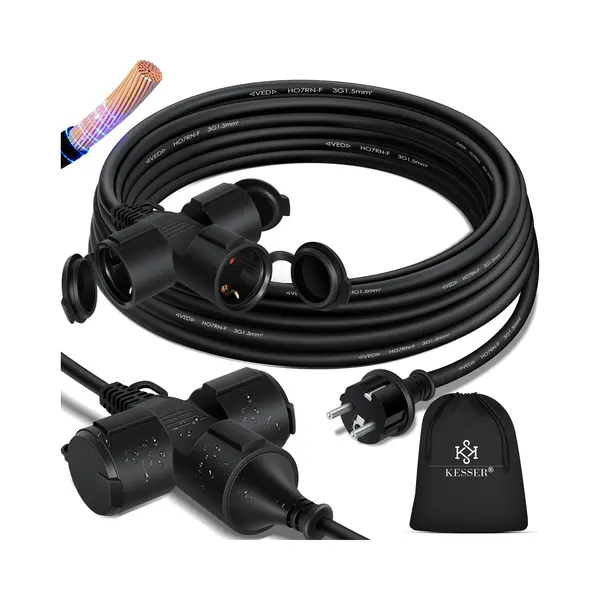 Kesser Verlängerungskabel, (10 Cm), Verlängerungskabel Mit Schutzkappe Outdoor Für Innenbereich thumbnail