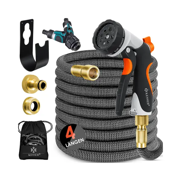 Kesser® Premium Flexibele Tuinslang 15 Meter | Verlengd Wandhouder | Flexibele Waterslang thumbnail