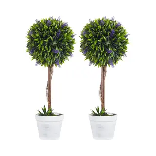 Homcom Künstliche Lavendel 2er-set Groß 60 Cm Kunstpflanze, Künstliche Pflanzen Im Topf, Plastik Kunstblume Wie Echt Für Wohnzimmer Schlafzimmer Büro