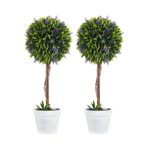 Homcom Künstliche Lavendel 2er-set Groß 60 Cm Kunstpflanze, Künstliche Pflanzen Im Topf, Plastik Kunstblume Wie Echt Für Wohnzimmer Schlafzimmer Büro thumbnail