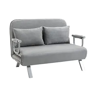 Homcom - Schlafsofa Schlafcouch Mit Verstellbarer Rückenlehne, Wurfkissen, Sofa Mit Schlaffunktion, Samtoptik, Armlehne, Gästebett, Klappsessel Für