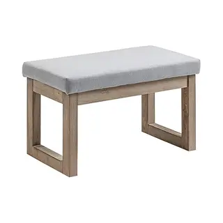 Fußbank Fußhocker Polsterhocker Mit Leinenoptik, Sitzhocker Mit Holzbeine, Eingangbank Für Wohnzimmer, Schlafzimmer, Grau, 68 X 38 X 42 Cm - Homcom