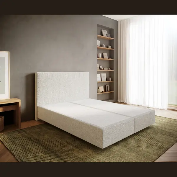 Delife Boxspringframe Dream-Well Bouclé Crème-Wit 160x200 Cm Bedframe thumbnail