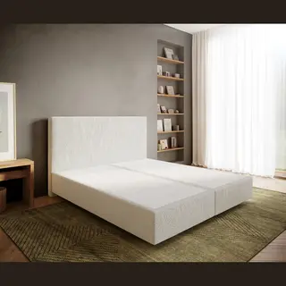 Delife Boxspringframe Dream-Well Bouclé Crème-Wit 180x200 Cm Bedframe