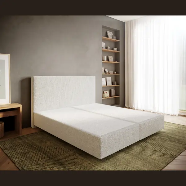 Delife Boxspringframe Dream-Well Bouclé Crème-Wit 180x200 Cm Bedframe thumbnail