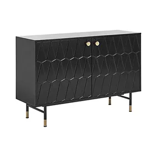 Beliani Sideboard Schwarz Mdf Spanplatte 120 X 82 X 40 Cm Mit Goldenen Beinen Elegant Modern Kommode Für Wohnzimmer Schlafzimmer Flur