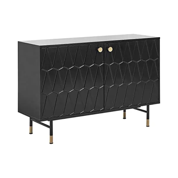 Beliani Sideboard Schwarz Mdf Spanplatte 120 X 82 X 40 Cm Mit Goldenen Beinen Elegant Modern Kommode Für Wohnzimmer Schlafzimmer Flur thumbnail