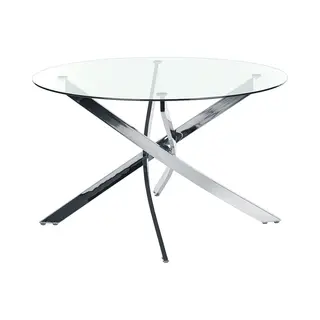 Beliani Esstisch Transparent Sicherheitsglas Und Eisen 120 Cm Mit Silbernem Metallgestell Rund Modern Glamour Esszimmer Ausstattung Möbel