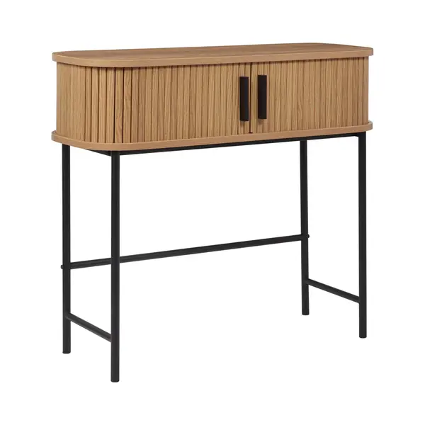Beliani Bradley - Sidetable - Lichthout/Zwart - Mdf thumbnail