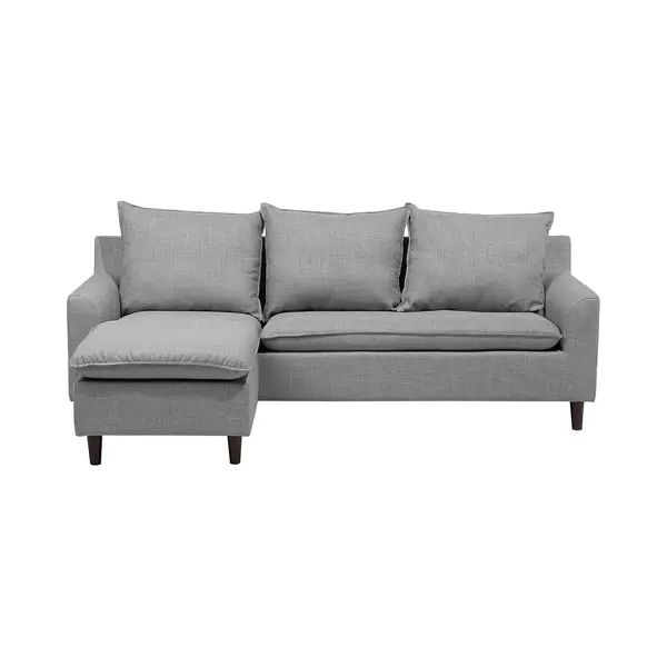 Beliani - Ecksofa Hellgrau Polsterbezug L-förmig Rechtsseitig Universal Traditionell Wohnzimmer thumbnail