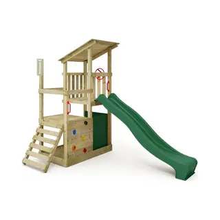Spielturm Klettergerüst Fruityforest Mit Rutsche, Kletterturm Mit Sandkasten, Leiter & Spiel-zubehör – Grün - Fatmoose