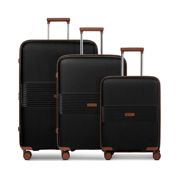 Farmhood Eco Edition 02 4 Wielen Kofferset 3-delig Met Uitbreidingsplooi - Harde Bagage - Tsa Slot - Black thumbnail