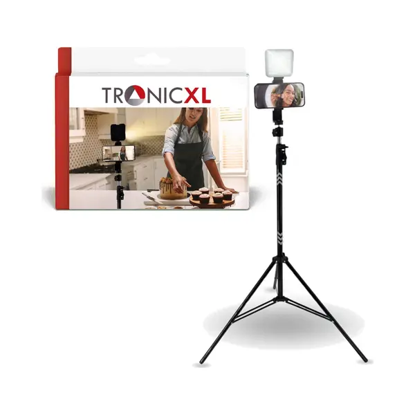 TronicXL Smartphone Stativ Mit Licht 2m Drehbar Neigbar Halterung Ständer Säule Stativhalterung thumbnail