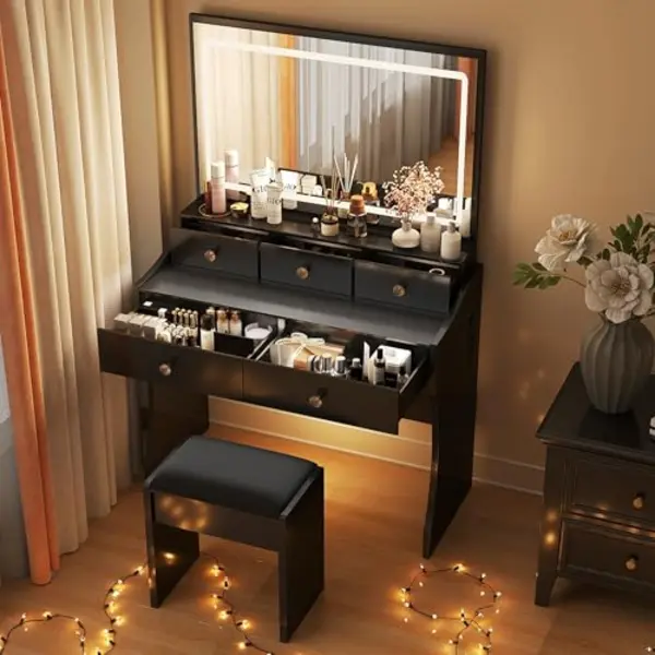 Comhoma Schminktisch Mit Spiegel Und Led, thumbnail