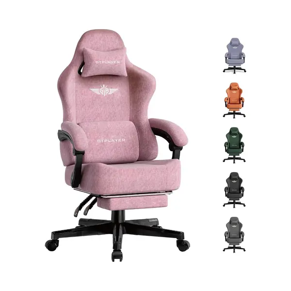 Gtplayer Gaming-Stuhl Atmungsaktiver Bürostuhl, Ergonomisch Hochwertiger - Stoff/Kunstleder, 160° Verstellbare Rückenlehne Und Ausziehbare thumbnail
